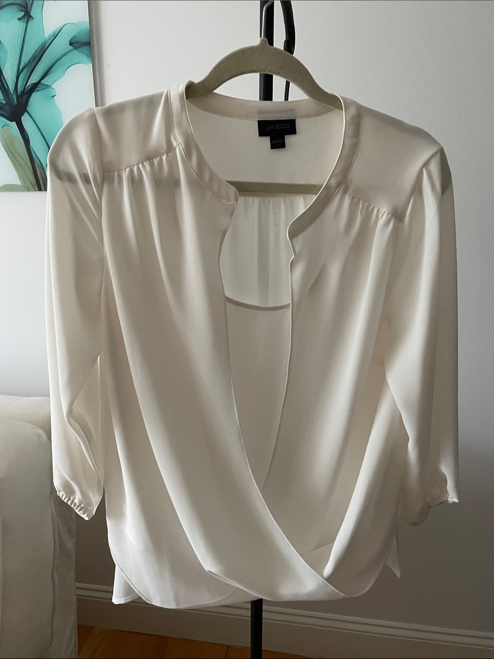 J Jill Ivory Draped Surplice Blouse
